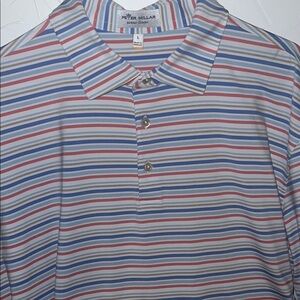 Peter Millar Men's Polo Shirt - Blue, Red, White Stripes